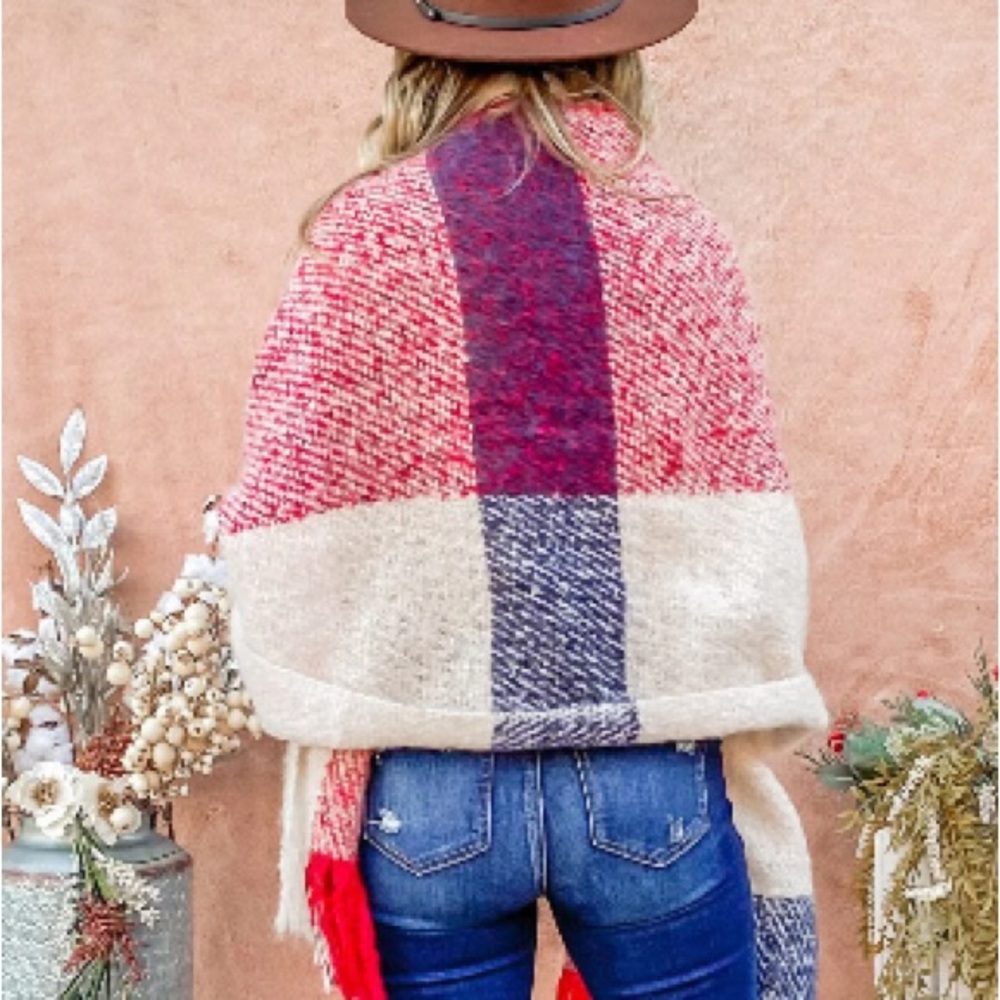 58. Last 1! Scarf poncho one size multicolor - Picture 2 of 3